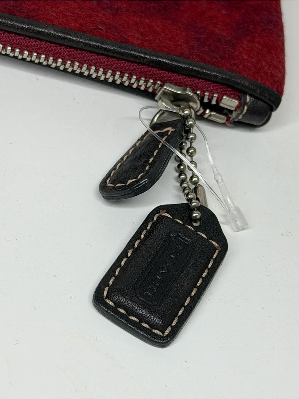 Coach Red and Brown Signature Zip Wristlet